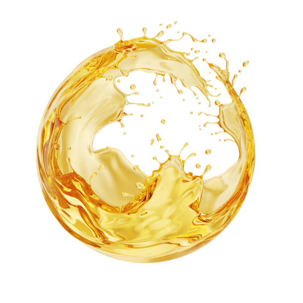 istock Olive oil or Cosmetic essence splash isolated on white background, 3d illustration with Clipping path. 1763035208