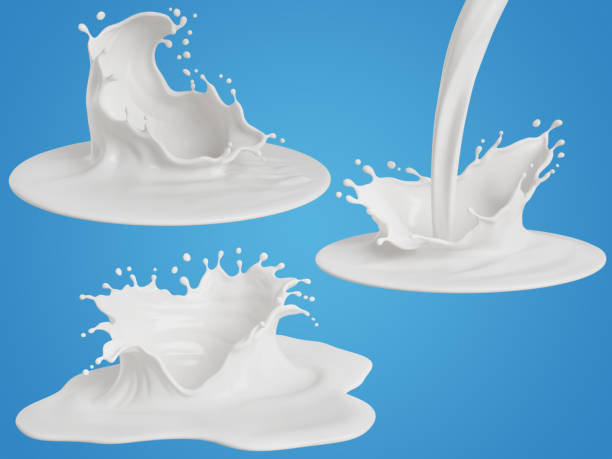 istock Set of Milk splash and pouring, yogurt or cream include Clipping path, 3d illustration. 1763041757