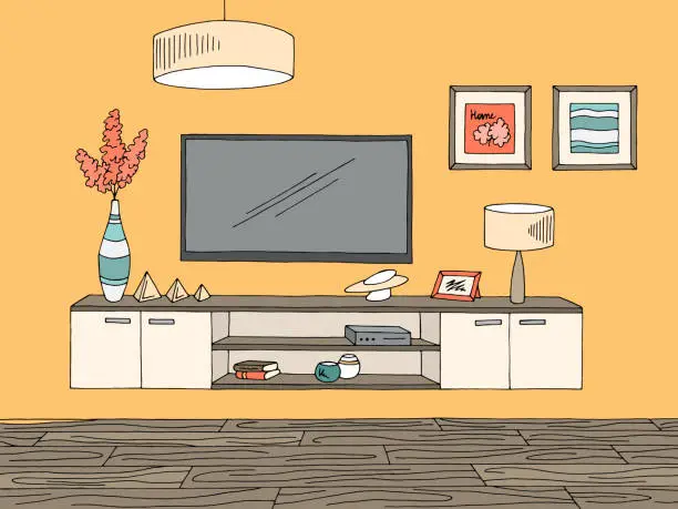 Vector illustration of Living room graphic color home interior sketch illustration vector