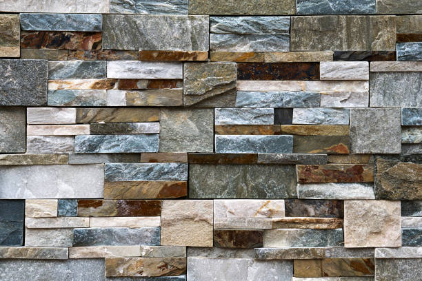 Stone mosaic ceramic tiles Rustic stone mosaic wall facing ceramic porcelain tiles stonewear slate ridge stock pictures, royalty-free photos & images