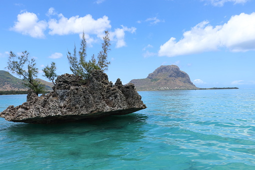 Closeup of Crystal Rock and Le Morne in the background