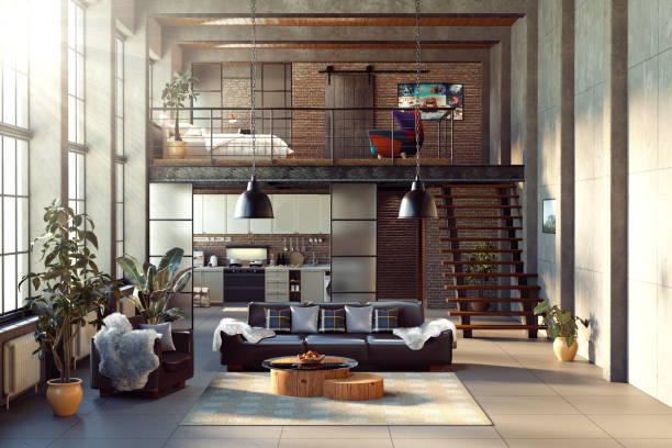 istock Living room loft in industrial style. 1763129078