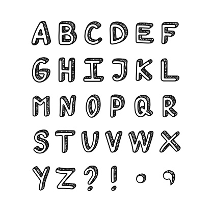 Abc Layout Write Doodle Hand Drawn Alphabet Template Simple Linear Writing Vector Abc ...