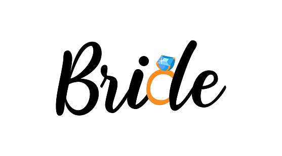Bride Word Lettering Quote With Diamond Ring Wedding Banner Design ...