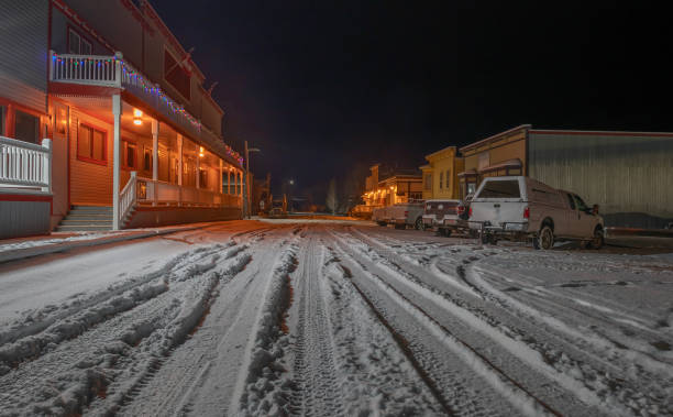 istock Snow Covered Street on a Winter Night 1763203403