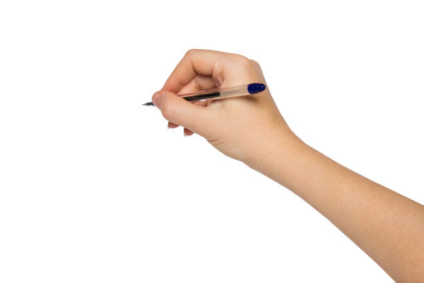 istock Hand with pen writing isolated on white background 1763223787