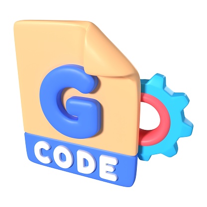 This is G Code File 3D Render Illustration Icon, high resolution jpg file, isolated on a white background