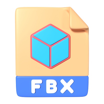 This is FBX File Extension 3D Render Illustration Icon, high resolution jpg file, isolated on a white background