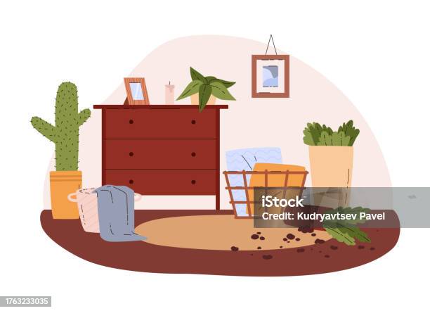 Mess Room Vector Mess In The Room Interior Vector Illustration On White Background Stock ...