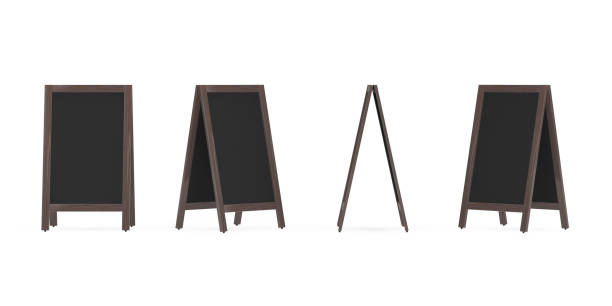 istock Blank Wooden Menu Blackboard Outdoor Display in Different Position. 3d Rendering 1763237533