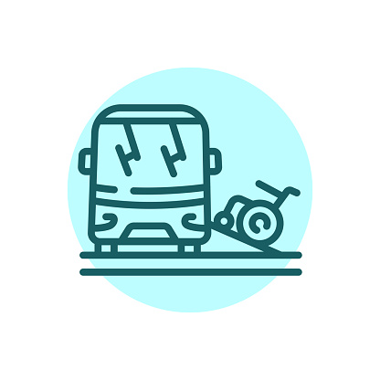 Transportation of a disabled color line icon. Disability. Isolated vector element. Outline pictogram for web page, mobile app, promo