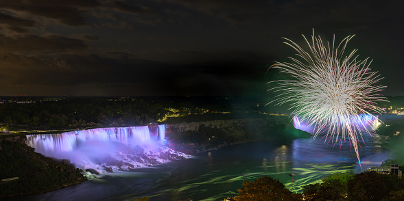 Fireworks display above the Niagara Falls, Canada