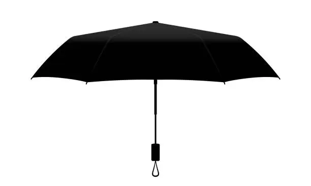 Vector illustration of Black compact small umbrella rain template on white background