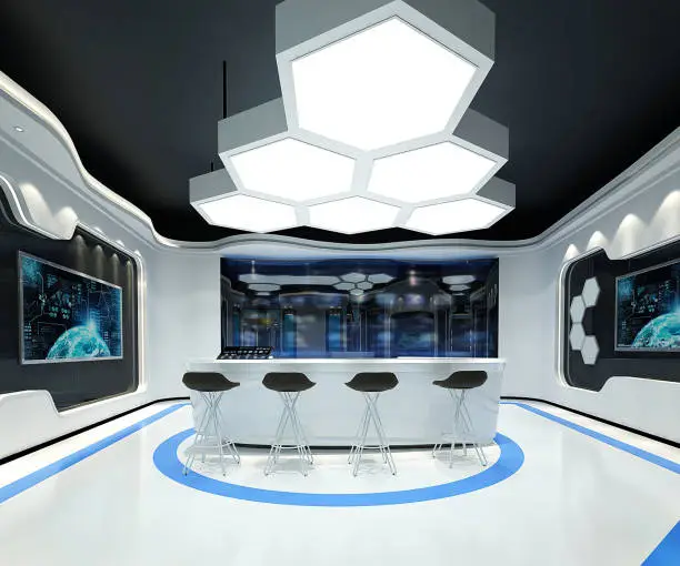3d render of modern technology working office