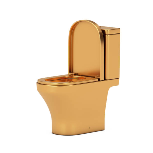 istock Golden Toilet Bowl Icon. 3d Rendering 1763320987