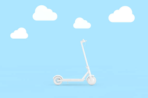 istock White Modern Eco Electric Kick Scooter in Clay Style. 3d Rendering 1763322035