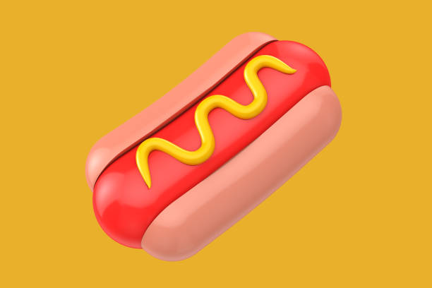 istock Fast Food Breakfast Hot Dog with Mustard Icon. 3d Rendering 1763322059