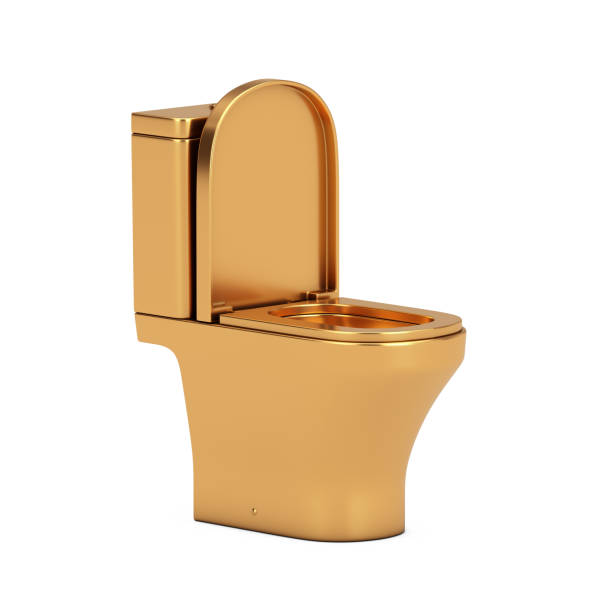 istock Golden Toilet Bowl Icon. 3d Rendering 1763322060