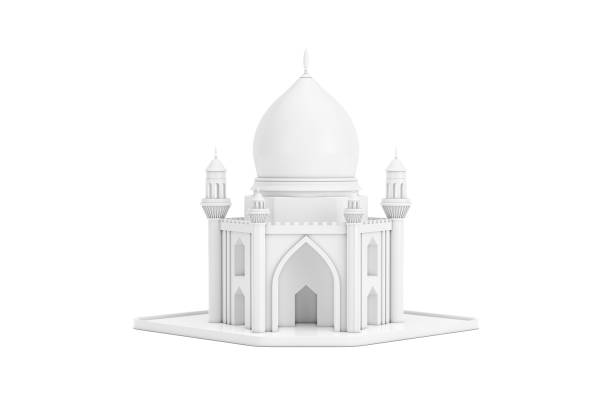 istock White Islamic Mosque and Minaret Building Model Icon. 3d Rendering 1763322605