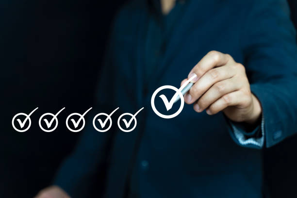 istock Concept of checklist for quality control assurance of ISO. Electronic correct sign mark. Check list and feedback list. 1763326346