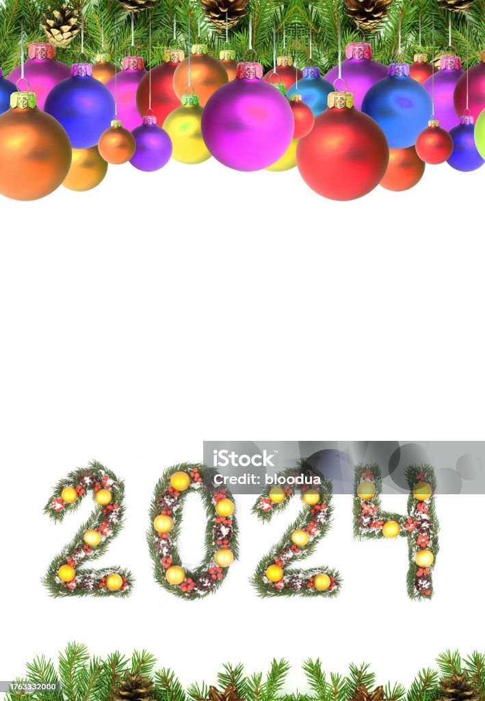 Christmas Tree Framework And 2024 Number Stock Photo Download Image