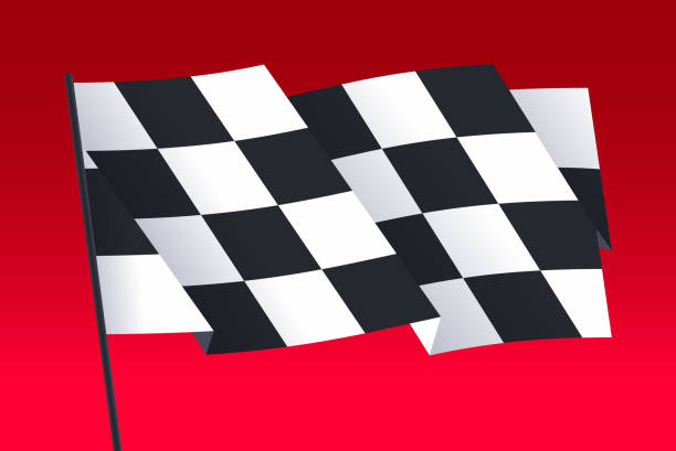 바둑판무늬 플랙 - stock car checkered flag sports race sports venue stock illustrations
