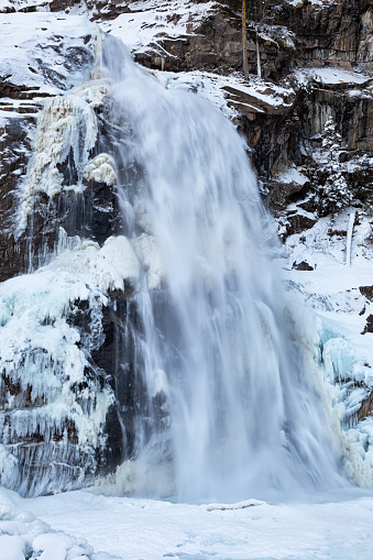 Krimml Waterfall in winter