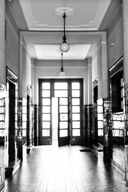 Gate in Tenement House, Tunnel, Door. Black and White. Krakow.