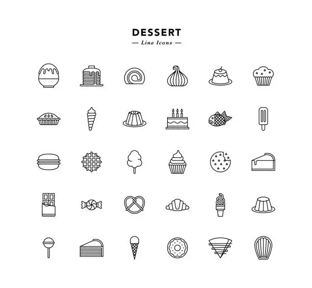 Vector illustration of Dessert Line Icons