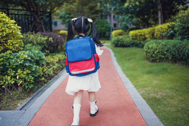 istock A girl carrying a backpack on her way to school，Return to school 1763358135