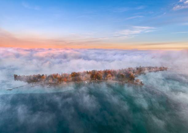 istock Treasure Island Covered With Steam Sunrise 1763361556