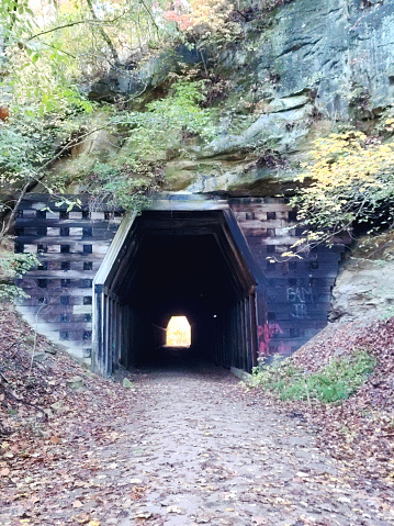 Moonville Tunnel in Ohio - Coal mineshaft tunnel - in Autumn