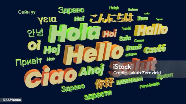 9hello Words Hello 3d Words In Different Languages Stock Illustration - Download ...