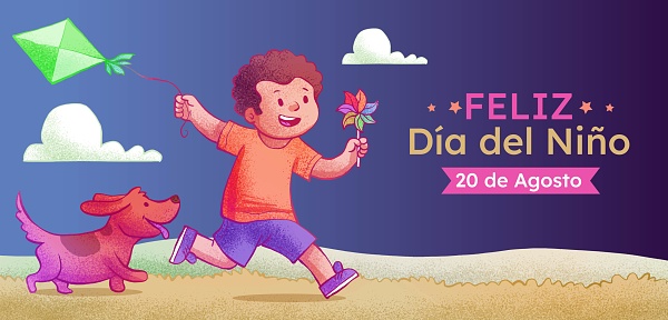 horizontal banner template childrens day celebration spanish design vector illustration