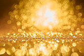 Golden bokeh lights on the Merry Christmas background