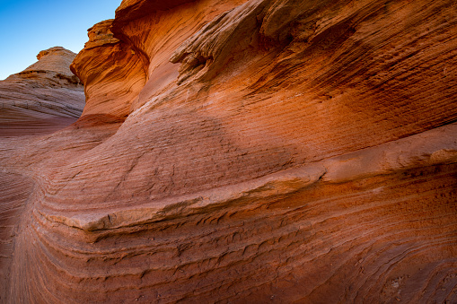 Stunning sand and sandstone desert area with some unique formations. Including, waves, crossbedding, layers and fins.
