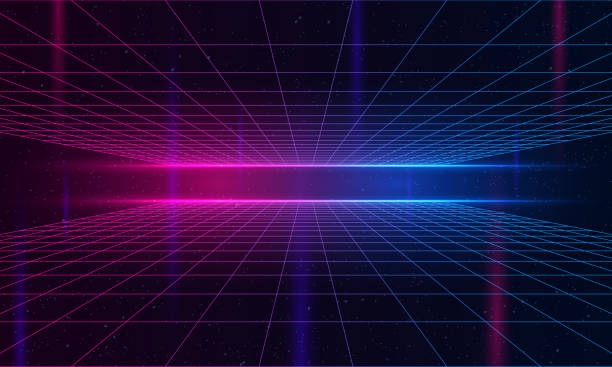 Universe Retro Futuristic 80's Background 4K. Synthwave wireframe net video loop. Abstract digital background. 80s, 90s Retro futurism, Retro wave cyber grid. Deep space surfaces.Neon lights glowing Universe Retro Futuristic 80's Background 4K. Synthwave wireframe net video loop. Abstract digital background. 80s, 90s Retro futurism, Retro wave cyber grid. Deep space surfaces.Neon lights glowing technology backgrounds video stock illustrations