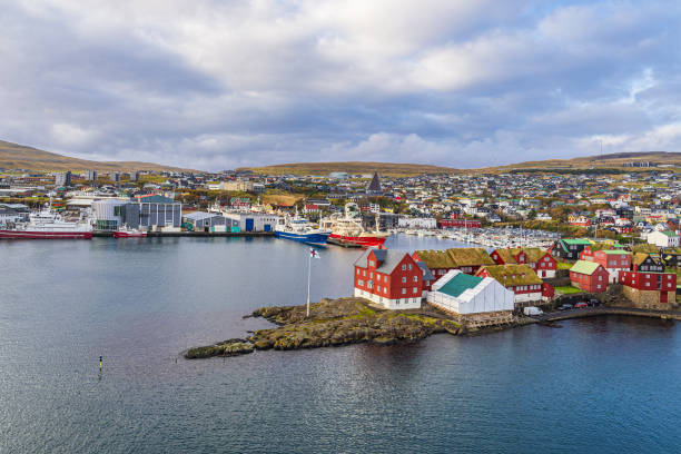 View of the city of Torshavn on the Faroe Islands stock photo