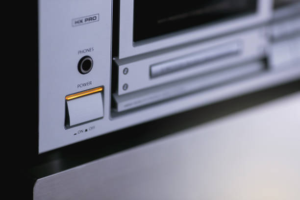 istock Vintage audio stereo rack with cassette tape deck receiver and s 1763478585