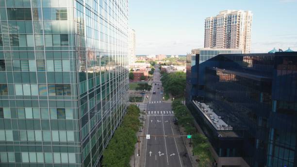 Drone View of Downtown Minneapolis, Minnesota