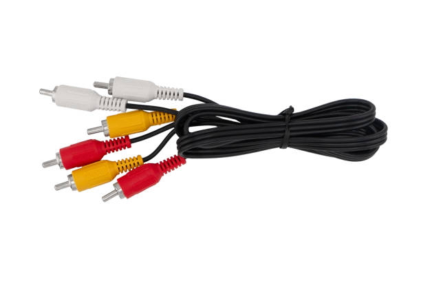 istock RCA stereo jack input cable isolated on white background. RCA composite audio video cable isolated on white background 1763510991
