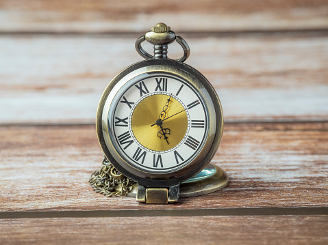 pocket watch on white background