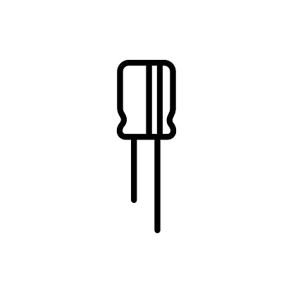 Capasitor electrolytic black line icon. Pictogram for web page, mobile app, promo.