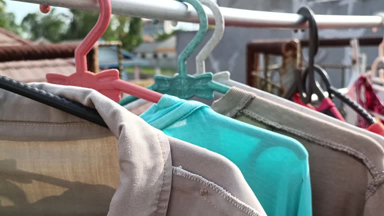 closeup of clothes being dried under the hot sun