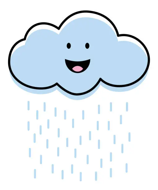 Vector illustration of Happy Rain Cloud