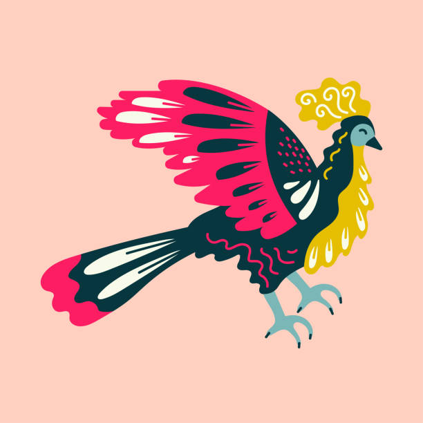 Hoatzin bird color concept. Exotic birds. Hoatzin bird color concept. Exotic birds. Isolated colorful character. Digital illustration for web page, mobile app, promo. hoatzin stock illustrations
