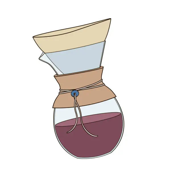 Vector illustration of Pour Over Glass Coffeemaker