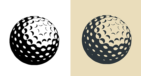 Stylized vector illustrations of golf ball