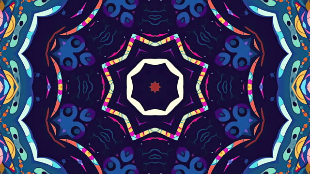 Abstract Kaleidoscope Ethnicity: Colorful Animation for Graphic or Art Project.