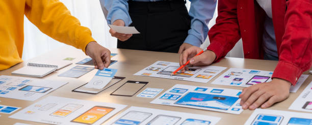 istock Panorama banner of startup company employee planning on user interface. Synergic 1763609251
